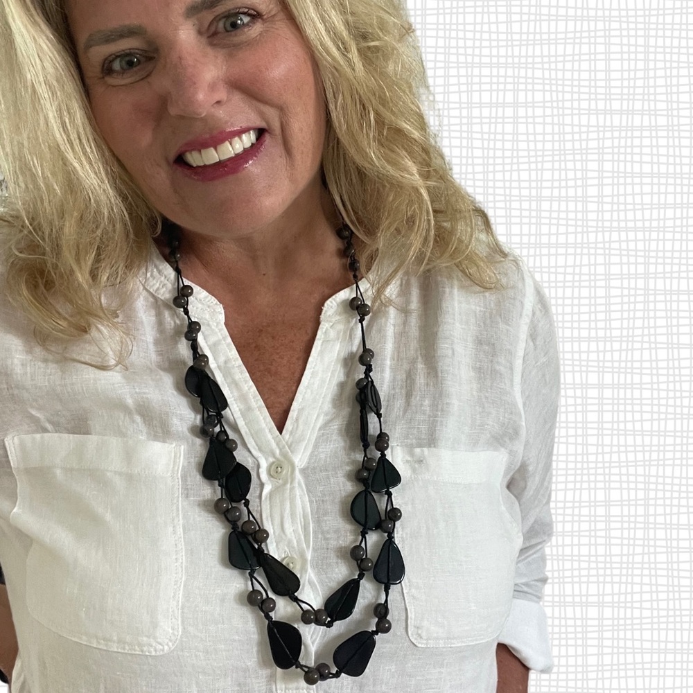 TAGUA & ACAI Necklace Handmade Ecuador Artisan Fair Trade BLACK TAGUA